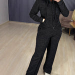 Zeagoo Athleisure Hooded Jacket Wide Leg Pants Set