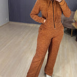 Zeagoo Athleisure Hooded Jacket Wide Leg Pants Set