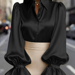 Zeagoo Elegant Satin Puff Sleeves Blouse for Women Elegant Office Work Dressy 2026 | Under $40