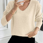 Zeagoo Casual Drop Shoulder V-neck Sweater