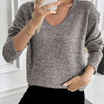 Zeagoo Casual Drop Shoulder V-neck Sweater