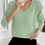Zeagoo Casual Drop Shoulder V-neck Sweater