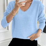 Zeagoo Casual Drop Shoulder V-neck Sweater