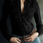 Zeagoo Vintage Suede Button-Down Shirt for Women Casual Loose Business Casual 2026 | Under $40