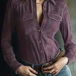 Zeagoo Vintage Suede Button-Down Shirt for Women Casual Loose Business Casual 2026 | Under $40