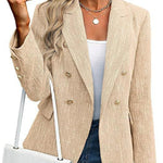 Zeagoo Business Casual Double Breasted Tweed Blazer