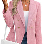 Zeagoo Business Casual Double Breasted Tweed Blazer