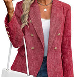 Zeagoo Business Casual Double Breasted Tweed Blazer
