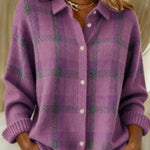 Zeagoo Women's Classic Loose Fit Checked Knit Cardigan