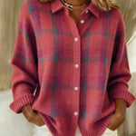 Zeagoo Women's Classic Loose Fit Checked Knit Cardigan