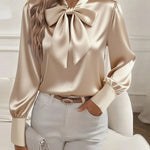 Zeagoo Elegant Dressy Bow Tie Neck Blouse for Women Casual Work Office Loose Fit 2026 | Under $40