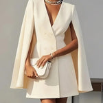 Zeagoo Women's Double-Breasted Cape-Style Suit Dress