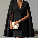 Zeagoo Women's Double-Breasted Cape-Style Suit Dress
