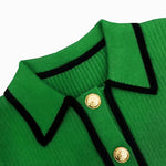 Zeagoo Casual Colorblock Crop Polo Sweater