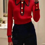 Zeagoo Casual Colorblock Crop Polo Sweater