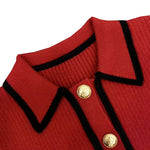 Zeagoo Casual Colorblock Crop Polo Sweater