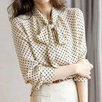Zeagoo Polka Dot Print Bow Tie Neck Office Blouse for Women Casual Work Office Loose Fit 2026 | Under $40