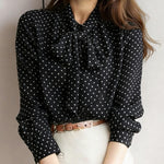 Zeagoo Polka Dot Print Bow Tie Neck Office Blouse for Women Casual Work Office Loose Fit 2026 | Under $40