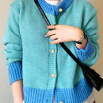 Zeagoo Women's Casual Loose Fit Color Mixed Knitted Cardigan