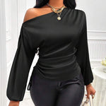 Zeagoo Elegant Satin Drawstring Off The Shoulder Blouse for Women Elegant Office Work Dressy 2026 | Under $40