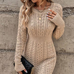 Zeagoo Women's Casual Cinched Waist Cable Knit Sweater Dress