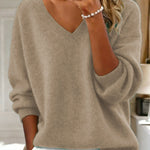 Zeagoo Casual Loose Fit V-Neck Knit Sweater