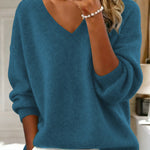 Zeagoo Casual Loose Fit V-Neck Knit Sweater