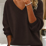 Zeagoo Casual Loose Fit V-Neck Knit Sweater