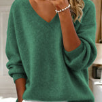 Zeagoo Casual Loose Fit V-Neck Knit Sweater