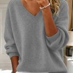 Zeagoo Casual Loose Fit V-Neck Knit Sweater