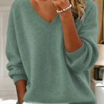 Zeagoo Casual Loose Fit V-Neck Knit Sweater
