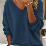 Zeagoo Casual Loose Fit V-Neck Knit Sweater