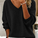 Zeagoo Casual Loose Fit V-Neck Knit Sweater