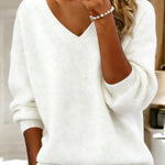 Zeagoo Casual Loose Fit V-Neck Knit Sweater