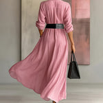 Zeagoo Women's Comfy Flowy Belted Long Shirt Dress