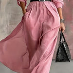 Zeagoo Women's Comfy Flowy Belted Long Shirt Dress