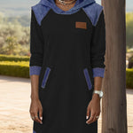 Zeagoo Women's Casual Paneled Contrast Hoodie Dress