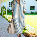 Zeagoo Women's Casual Striped Loose Fit Maxi Shirt Dress