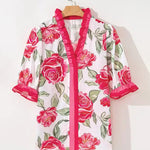 Zeagoo Flower Printed Ruffled Trim Blouse for Women Cute Summer Casual 2026 | Under $40