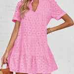 Zeagoo Women's 2026 Summer Eyelet Embroidery Babydoll Mini Dress Casual Flowy Short Sleeve Cute Sundress Beach Vacation