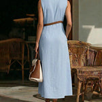 Zeagoo Women's 2026 Summer Sleeveless V Neck Contrast Color Block Maxi Dress Casual Elegant A Line Long Sundress