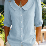 Zeagoo Women's 2026 Cute Peter Pan Collar Button Down Blouse Short Sleeve Dressy Casual Work Office Elegant Top