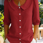 Zeagoo Women's 2026 Cute Peter Pan Collar Button Down Blouse Short Sleeve Dressy Casual Work Office Elegant Top