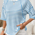 Zeagoo Casual Loose Fit Raglan Sleeve Stripe Jacquard Knit T-Shirt for Women Casual Work Office Loose Fit 2026 | Under $25