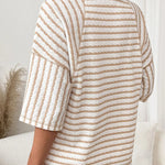 Zeagoo Casual Loose Fit Raglan Sleeve Stripe Jacquard Knit T-Shirt for Women Casual Work Office Loose Fit 2026 | Under $25