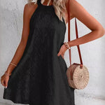 Zeagoo Boho Eyelet Pattern Halter Neck Cotton Sleeveless Dress for Women Casual Summer Vacation 2026
