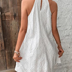 Zeagoo Boho Eyelet Pattern Halter Neck Cotton Sleeveless Dress for Women Casual Summer Vacation 2026