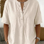 Zeagoo Zeagoo Women's Henley Collar Blouse Short Sleeve Casual Summer Shirt Work Business Casual Peter Pan Collar Top