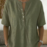 Zeagoo Zeagoo Women's Henley Collar Blouse Short Sleeve Casual Summer Shirt Work Business Casual Peter Pan Collar Top