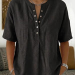 Zeagoo Zeagoo Women's Henley Collar Blouse Short Sleeve Casual Summer Shirt Work Business Casual Peter Pan Collar Top